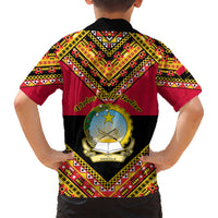 Angola Independence Day Kid Hawaiian Shirt Coat Of Arms Samakaka Pattern - Wonder Print Shop