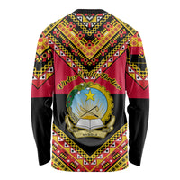 Angola Independence Day Long Sleeve Shirt Coat Of Arms Samakaka Pattern - Wonder Print Shop