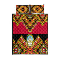 Angola Independence Day Quilt Bed Set Coat Of Arms Samakaka Pattern - Wonder Print Shop