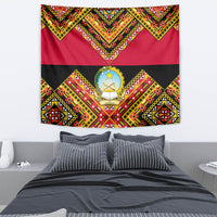 Angola Independence Day Tapestry Coat Of Arms Samakaka Pattern - Wonder Print Shop