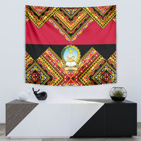 Angola Independence Day Tapestry Coat Of Arms Samakaka Pattern - Wonder Print Shop