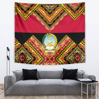 Angola Independence Day Tapestry Coat Of Arms Samakaka Pattern - Wonder Print Shop