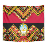 Angola Independence Day Tapestry Coat Of Arms Samakaka Pattern - Wonder Print Shop