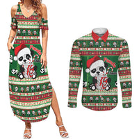 Cute Panda Claus Christmas Couples Matching Summer Maxi Dress and Long Sleeve Button Shirt Panda Santa Claus - Wonder Print Shop