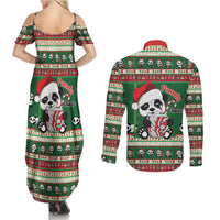 Cute Panda Claus Christmas Couples Matching Summer Maxi Dress and Long Sleeve Button Shirt Panda Santa Claus - Wonder Print Shop