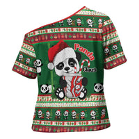Cute Panda Claus Christmas Cross Shoulder Shirt Panda Santa Claus - Wonder Print Shop