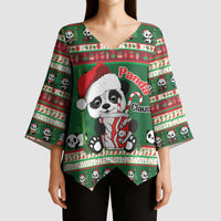 Cute Panda Claus Christmas Kimono Sleeve Blouse Panda Santa Claus - Wonder Print Shop