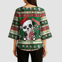 Cute Panda Claus Christmas Kimono Sleeve Blouse Panda Santa Claus - Wonder Print Shop