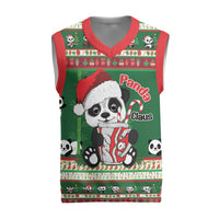 Cute Panda Claus Christmas Knitted V-Neck Vest Panda Santa Claus - Wonder Print Shop