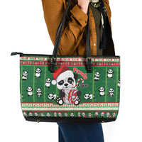 Cute Panda Claus Christmas Leather Tote Bag Panda Santa Claus - Wonder Print Shop