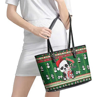 Cute Panda Claus Christmas Leather Tote Bag Panda Santa Claus - Wonder Print Shop