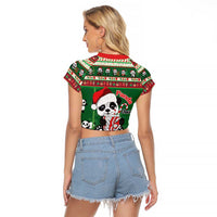 Cute Panda Claus Christmas Raglan Cropped T Shirt Panda Santa Claus - Wonder Print Shop
