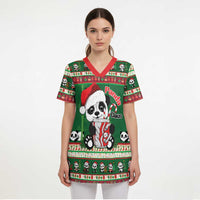Cute Panda Claus Christmas Scrub Top Panda Santa Claus - Wonder Print Shop