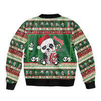 Cute Panda Claus Christmas Sleeve Zip Bomber Jacket Panda Santa Claus - Wonder Print Shop