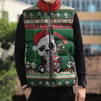 Cute Panda Claus Christmas Sleeveless Puffer Jacket Panda Santa Claus - Wonder Print Shop