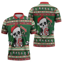 Cute Panda Claus Christmas Zipper Polo Shirt Panda Santa Claus - Wonder Print Shop