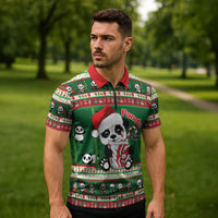 Cute Panda Claus Christmas Zipper Polo Shirt Panda Santa Claus - Wonder Print Shop