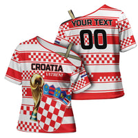Custom World Football Croatia 2026 Cross Shoulder Shirt Vatreni Hrabar Broj - Wonder Print Shop
