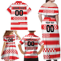 Custom World Football Croatia 2026 Family Matching Off Shoulder Maxi Dress and Hawaiian Shirt Vatreni Hrabar Broj - Wonder Print Shop