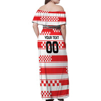 Custom World Football Croatia 2026 Family Matching Off Shoulder Maxi Dress and Hawaiian Shirt Vatreni Hrabar Broj - Wonder Print Shop
