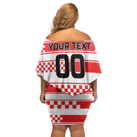 Custom World Football Croatia 2026 Family Matching Off Shoulder Short Dress and Hawaiian Shirt Vatreni Hrabar Broj - Wonder Print Shop