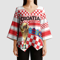 Custom World Football Croatia 2026 Kimono Sleeve Blouse Vatreni Hrabar Broj - Wonder Print Shop