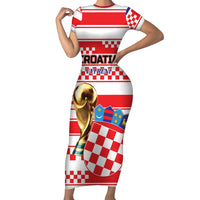 Custom World Football Croatia 2026 Short Sleeve Bodycon Dress Vatreni Hrabar Broj - Wonder Print Shop