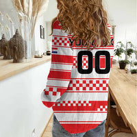 Custom World Football Croatia 2026 Women Casual Shirt Vatreni Hrabar Broj - Wonder Print Shop