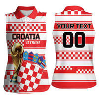 Custom World Football Croatia 2026 Women Sleeveless Polo Shirt Vatreni Hrabar Broj - Wonder Print Shop