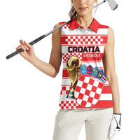 Custom World Football Croatia 2026 Women Sleeveless Polo Shirt Vatreni Hrabar Broj - Wonder Print Shop