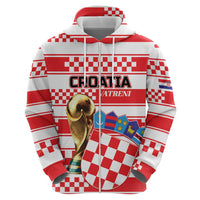 Custom World Football Croatia 2026 Zip Hoodie Vatreni Hrabar Broj - Wonder Print Shop