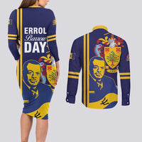 Barbados Errol Barrow Day Couples Matching Long Sleeve Bodycon Dress and Long Sleeve Button Shirt Barbadian Father of Independence