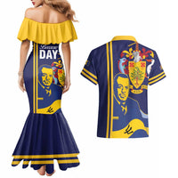 Barbados Errol Barrow Day Couples Matching Mermaid Dress and Hawaiian Shirt Barbadian Father of Independence