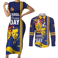 Barbados Errol Barrow Day Couples Matching Short Sleeve Bodycon Dress and Long Sleeve Button Shirt Barbadian Father of Independence
