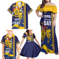 Barbados Errol Barrow Day Family Matching Off Shoulder Maxi Dress and Hawaiian Shirt Barbadian Father of Independence