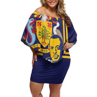 Barbados Errol Barrow Day Family Matching Off Shoulder Short Dress and Hawaiian Shirt Barbadian Father of Independence