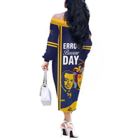 Barbados Errol Barrow Day Off The Shoulder Long Sleeve Dress Barbadian Father of Independence