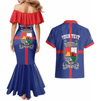 Personalised Statia Couples Matching Mermaid Dress and Hawaiian Shirt Sint Eustatius Coat Of Arms