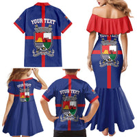 Personalised Statia Family Matching Mermaid Dress and Hawaiian Shirt Sint Eustatius Coat Of Arms