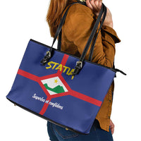 Statia Leather Tote Bag Sint Eustatius Coat Of Arms