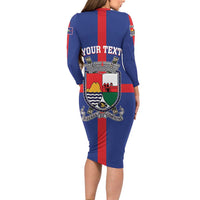 Personalised Statia Long Sleeve Bodycon Dress Sint Eustatius Coat Of Arms