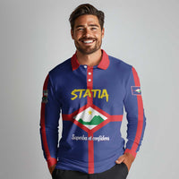 Personalised Statia Long Sleeve Polo Shirt Sint Eustatius Coat Of Arms
