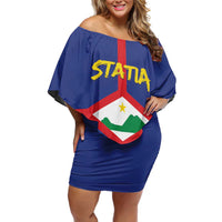 Personalised Statia Off Shoulder Short Dress Sint Eustatius Coat Of Arms