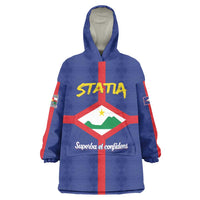 Personalised Statia Wearable Blanket Hoodie Sint Eustatius Coat Of Arms - Wonder Print Shop