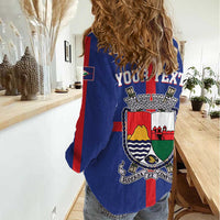 Personalised Statia Women Casual Shirt Sint Eustatius Coat Of Arms - Wonder Print Shop