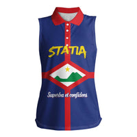 Personalised Statia Women Sleeveless Polo Shirt Sint Eustatius Coat Of Arms - Wonder Print Shop