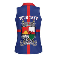 Personalised Statia Women Sleeveless Polo Shirt Sint Eustatius Coat Of Arms - Wonder Print Shop
