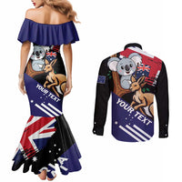 Personalised Australia Kangaroo Koala Together Couples Matching Mermaid Dress and Long Sleeve Button Shirt Special Edition