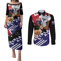 Personalised Australia Kangaroo Koala Together Couples Matching Puletasi and Long Sleeve Button Shirt Special Edition