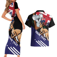 Personalised Australia Kangaroo Koala Together Couples Matching Short Sleeve Bodycon Dress and Hawaiian Shirt Special Edition